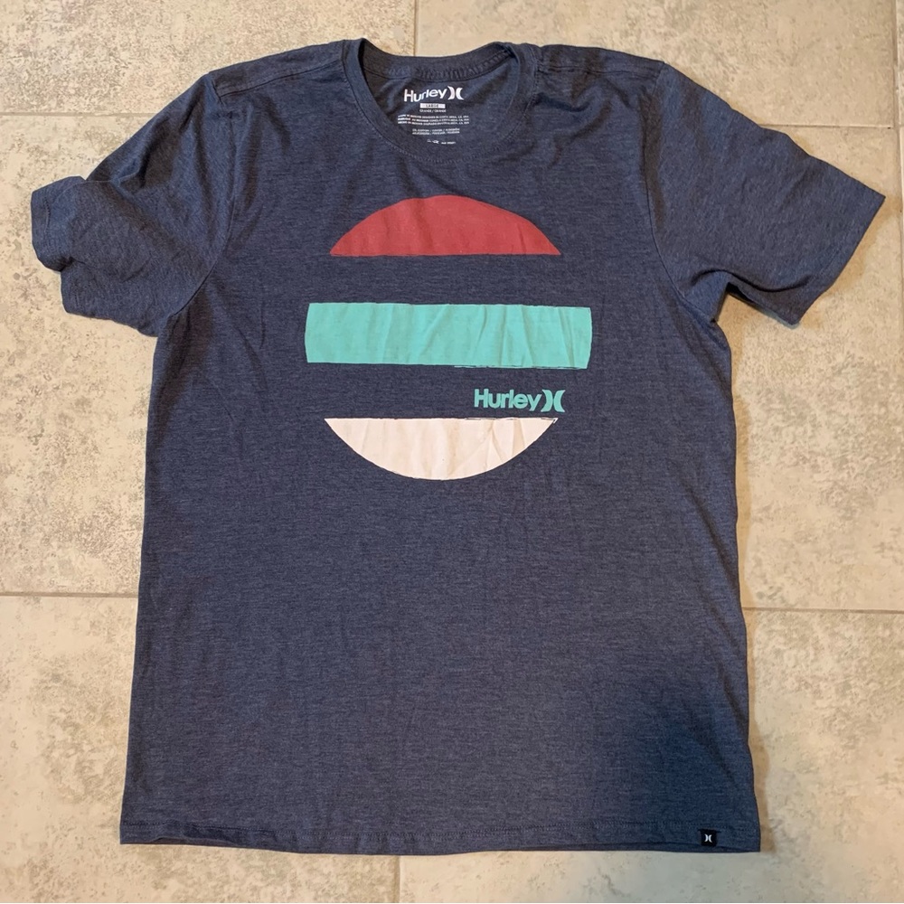 Hurley Shirt L Mens Short Sleeve Graphic Crew Neck Cotton Blend Tee